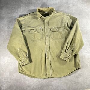 90’s Carhartt Dark Tan Beige Long Sleeve Workwear Button Down